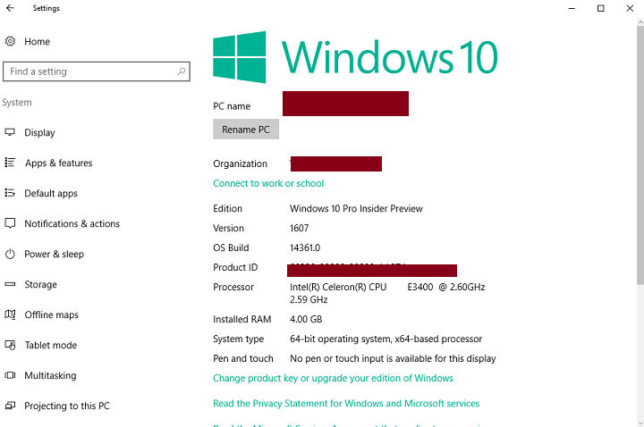 windows 10 version 1607 upgrade